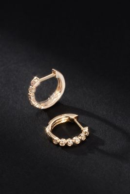 Rachel Reid Jewelry Diamond Bezel Huggie Earrings In Gold