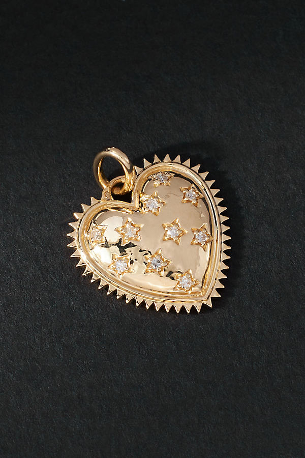 Rachel Reid Jewelry Diamond Heart Charm In Gold
