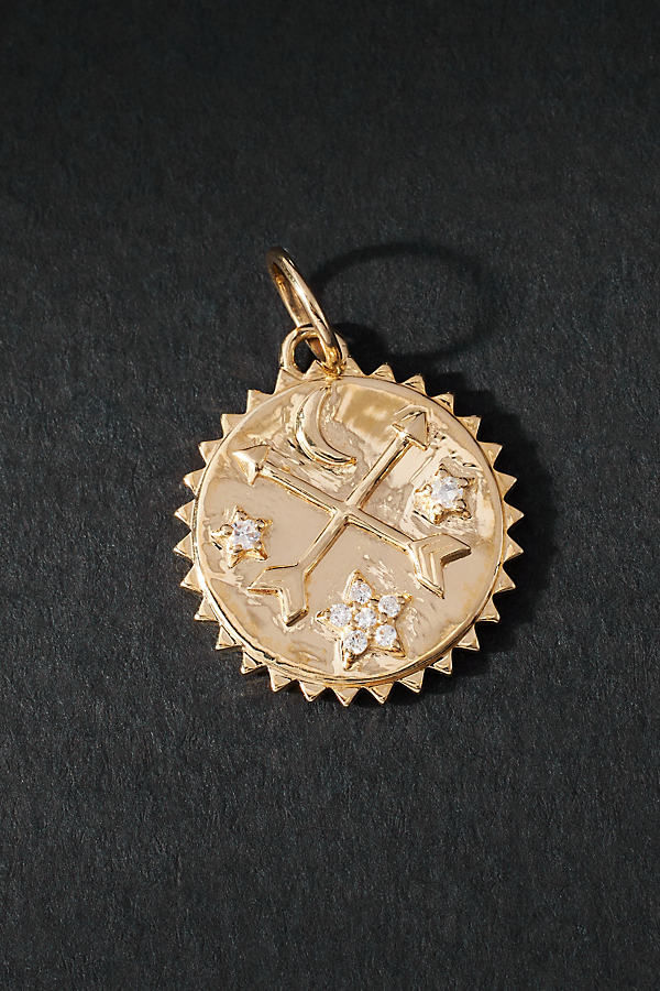 Rachel Reid Jewelry Diamond Arrow Coin Charm In Gold
