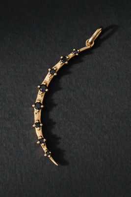 Rachel Reid Jewelry Black Spinel Crescent Moon Charm In Black