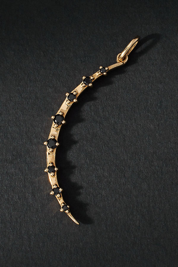 Rachel Reid Jewelry Black Spinel Crescent Moon Charm