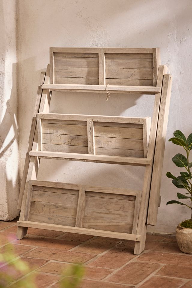 3-Tier Folding Teak Plant Stand #1