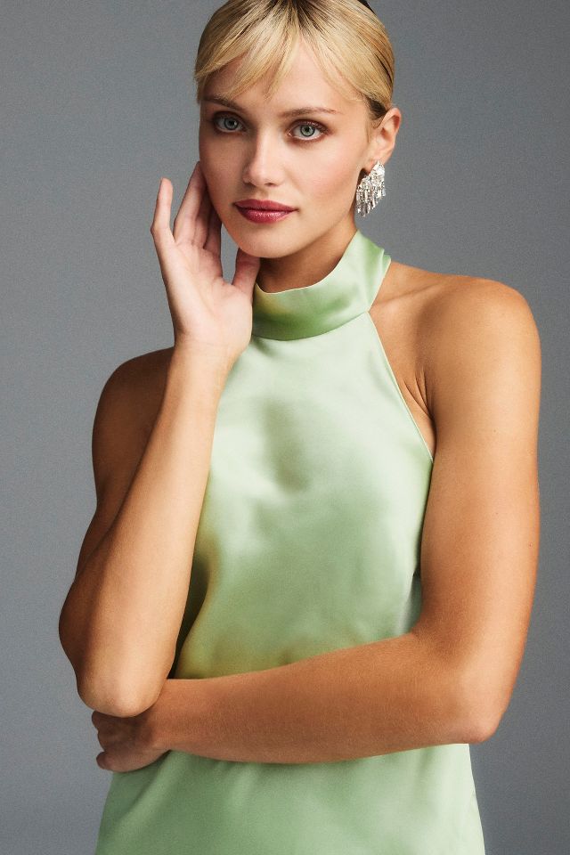 BHLDN Violet Halter Open-Back Side-Slit Stretch Satin Midi Dress ...