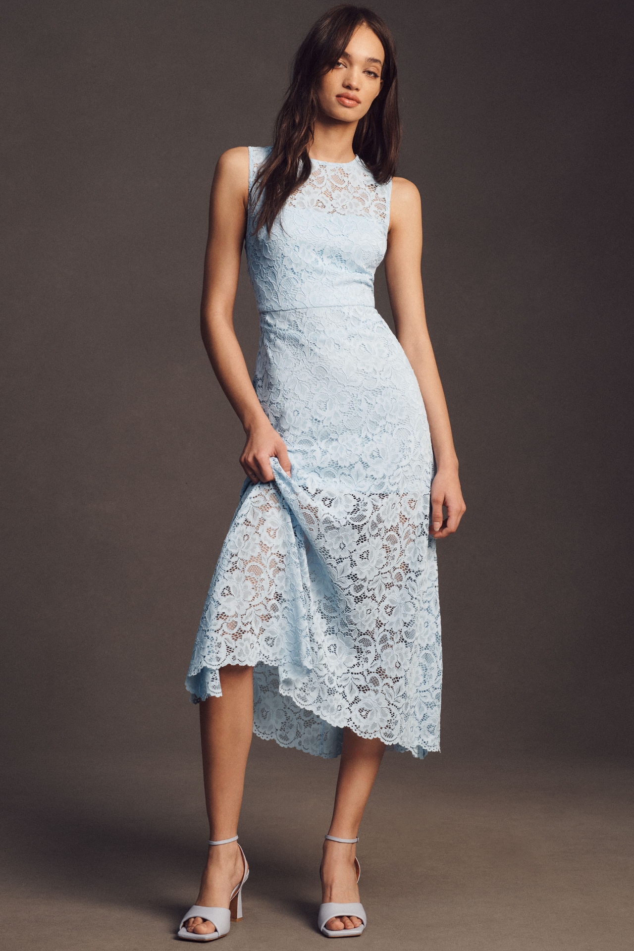 BHLDN Kamila High Neck Lace Midi Dress The Summit