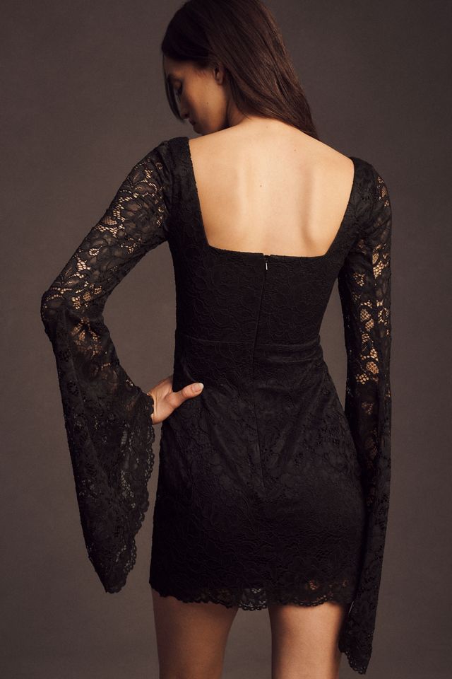 BHLDN Belle Long-Sleeve Square-Neck Lace Mini Dress #1