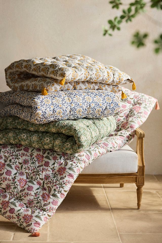 Tufted Cotton Floor Cushion, Garden Floral #3
