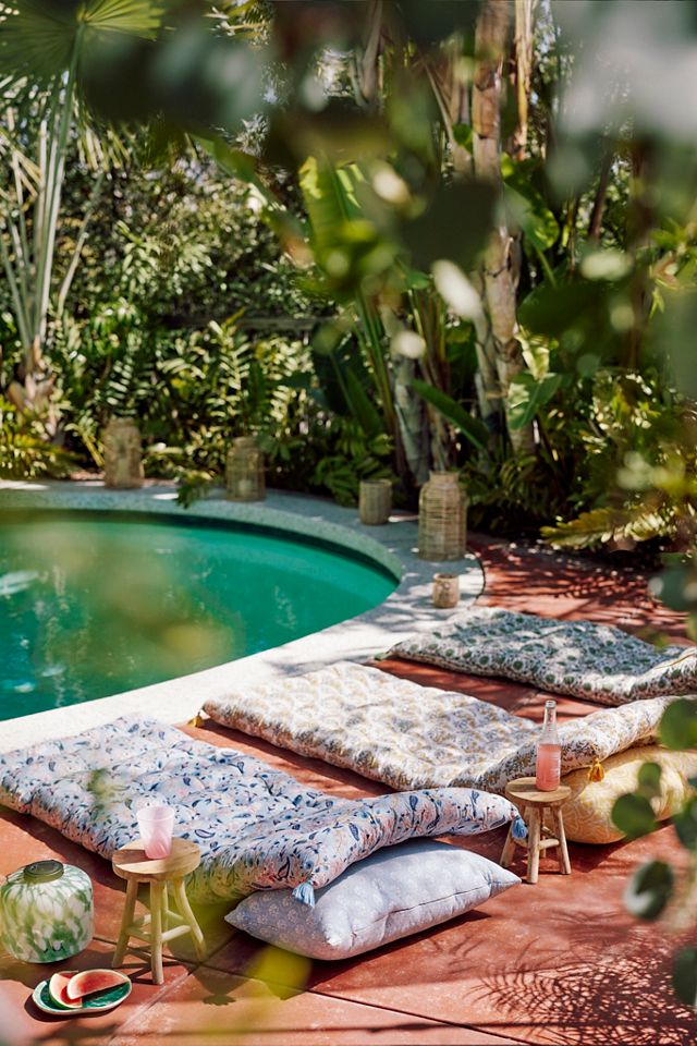 Tufted Cotton Floor Cushion, Garden Floral | AnthroHome