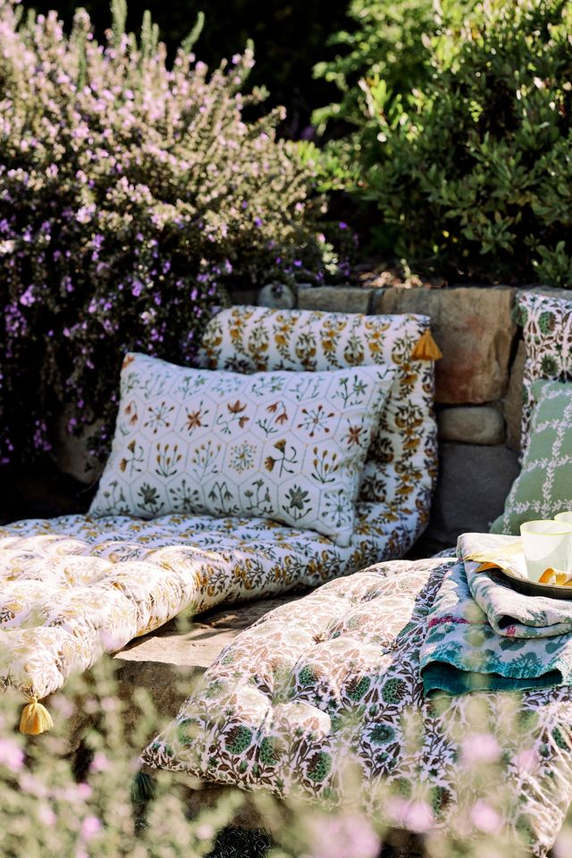 Tufted Cotton Floor Cushion, Garden Floral | AnthroHome