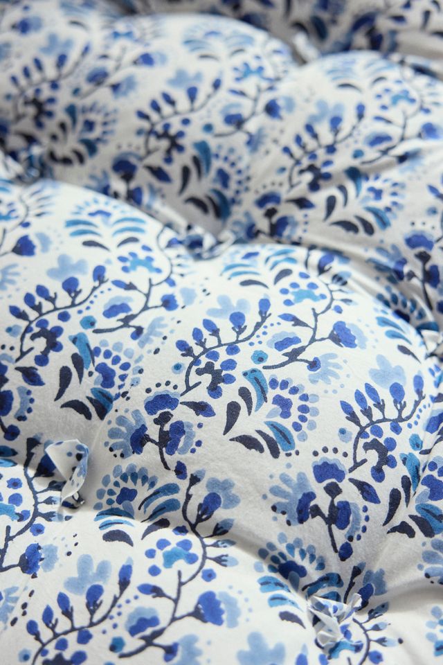 Tufted Cotton Floor Cushion, Floral Vine #1