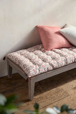 Tufted Cotton Floor Cushion, Floral Vine