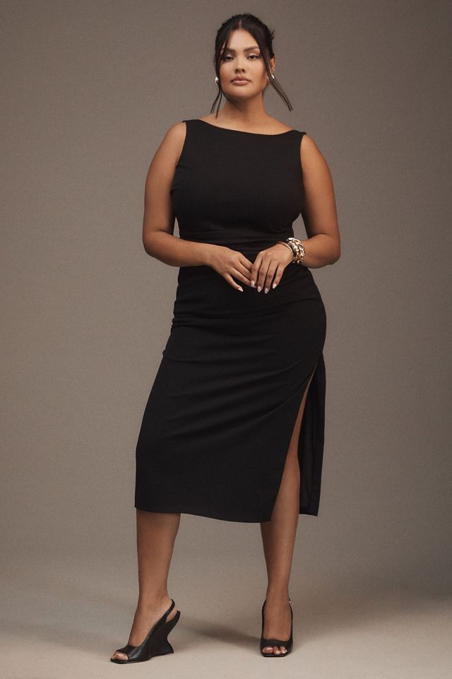 BHLDN Kennedi High-Neck Stretch Crepe Midi Dress #8