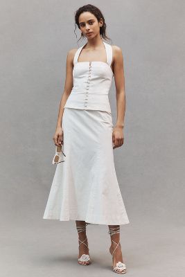 Shop Bhldn Jayne Halter Midi Dress In White
