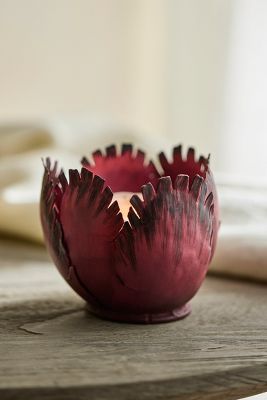 Terrain Tulip Embossed Iron Votive In Purple