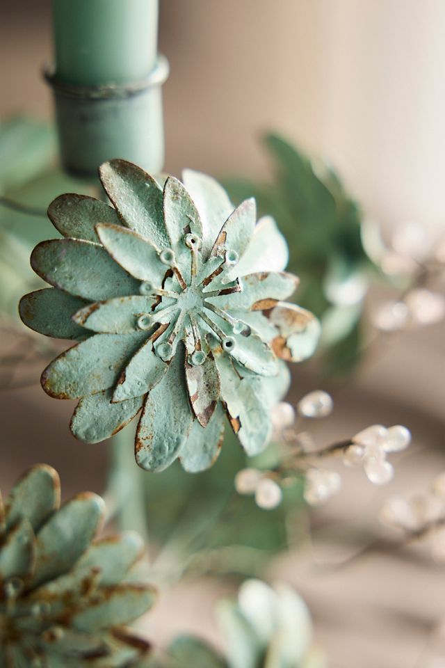 Verdigris Floral Taper Holder #1