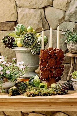 Oaxacan Clay Floral Taper Holder | AnthroHome