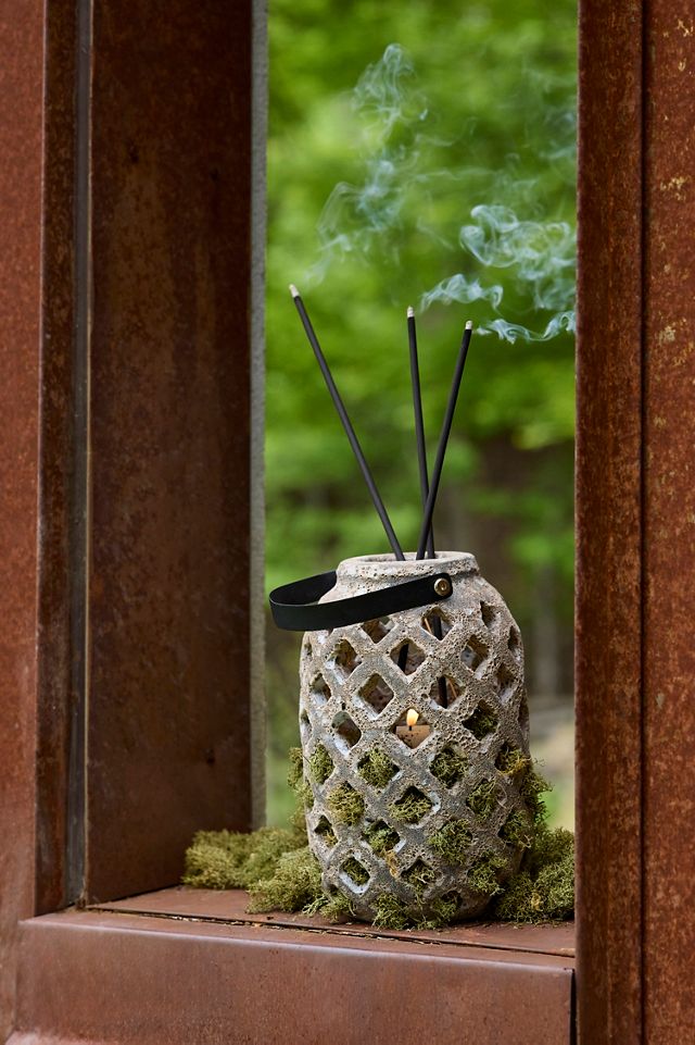 Weathered Lattice Stoneware Lantern #2