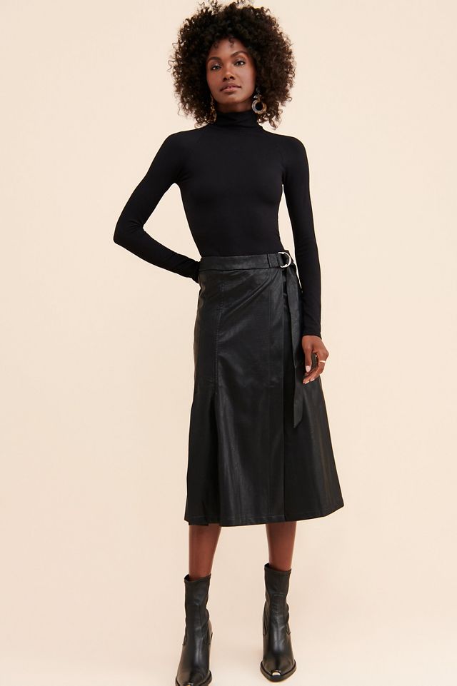 Black leather 2024 envelope skirt