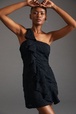 Ruffled One Shoulder Mini Dress | Anthropologie