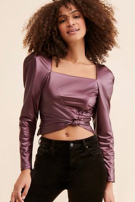 The HYLMA Vegan Leather Accent sale Zipper Top