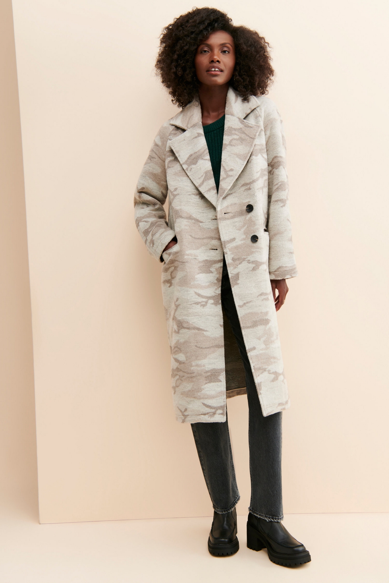 Avec Les Filles Camo Printed Overcoat