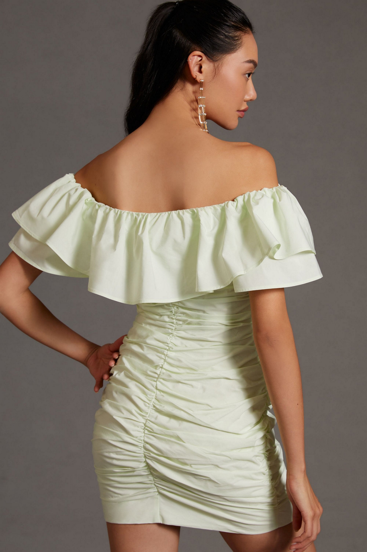 Maeve Ruched Off-The-Shoulder Dress