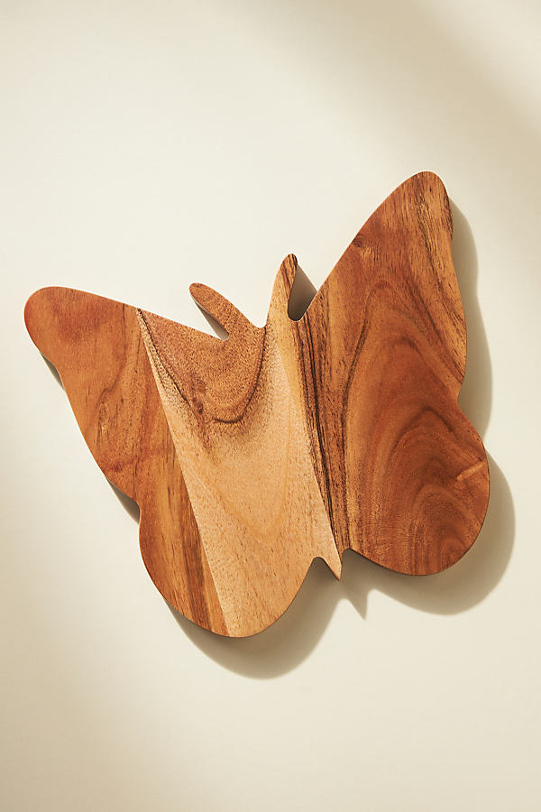 Anthropologie Butterfly Shaped Mini Wooden Cheese Board In Brown