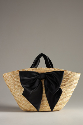 Eugenia Kim Carlotta Satin-trimmed Straw Tote In Black
