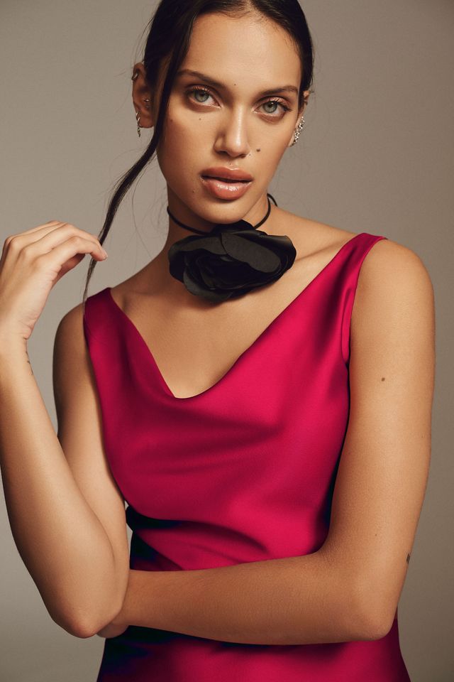 Norma Kamali Maria Sleeveless Cowl-Neck Satin Slip Gown #2