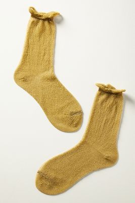 By Anthropologie Ruffle Lurex Glitter Socks In Gold