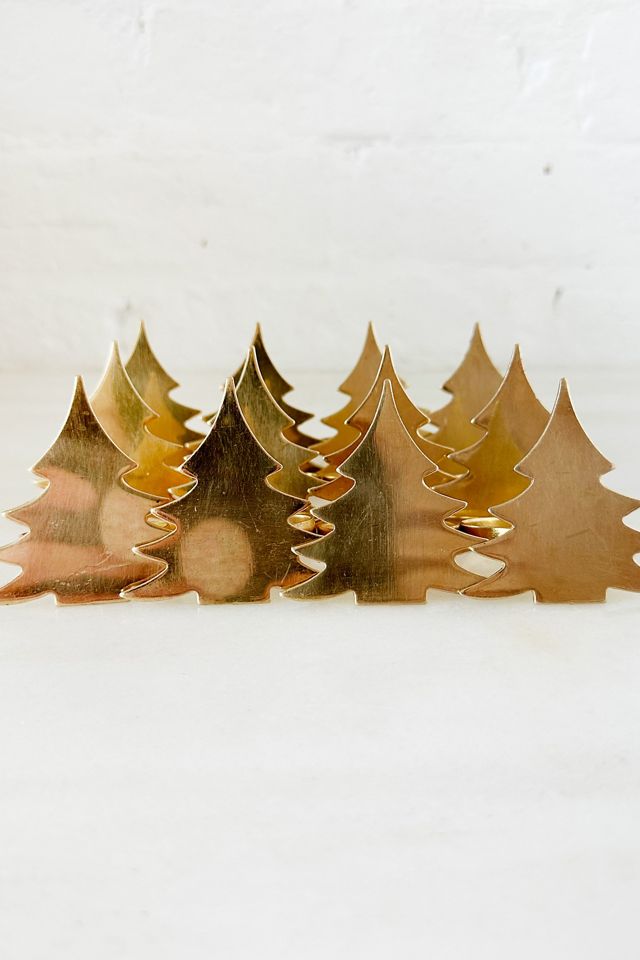 Old Flame Candle Co. Vintage Brass Holiday Tree Napkin Rings, Set of 12 #1