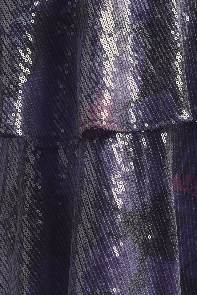 Hutch Paige Sleeveless Halter Sequin Printed Tiered Wrap Maxi Dress #3