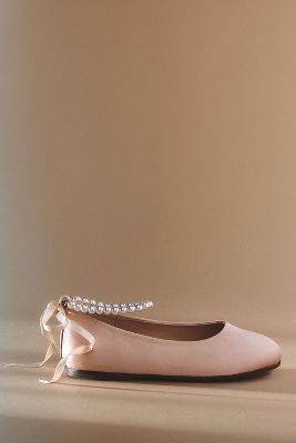 Shop Princess Daliana Pearl Flower Girl Flats In Pink