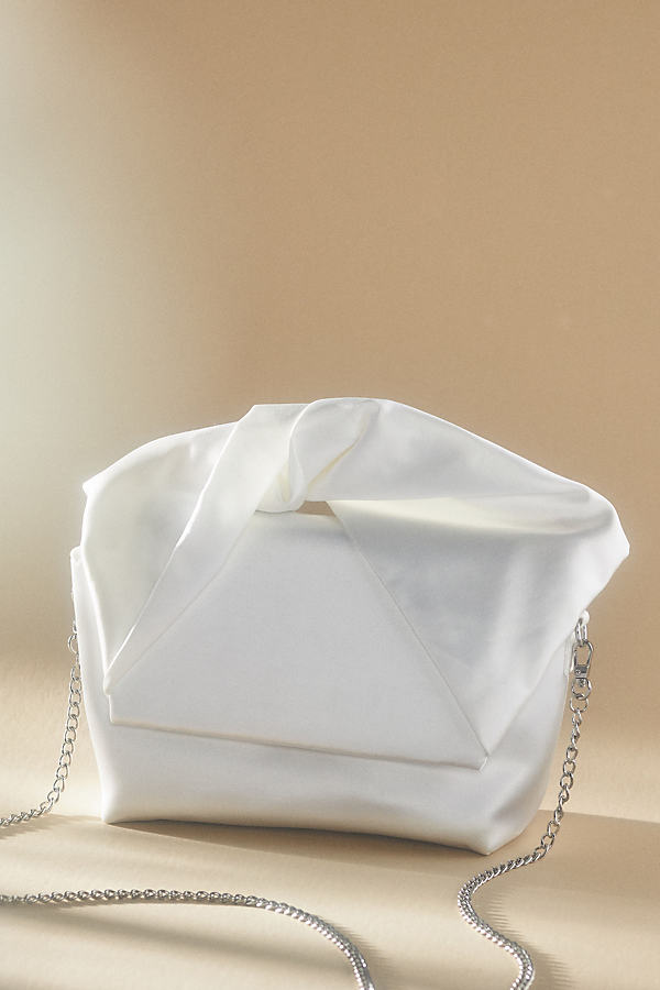 Badgley Mischka Jewel  Alexandra Bow-top Satchel Evening Handbag In White