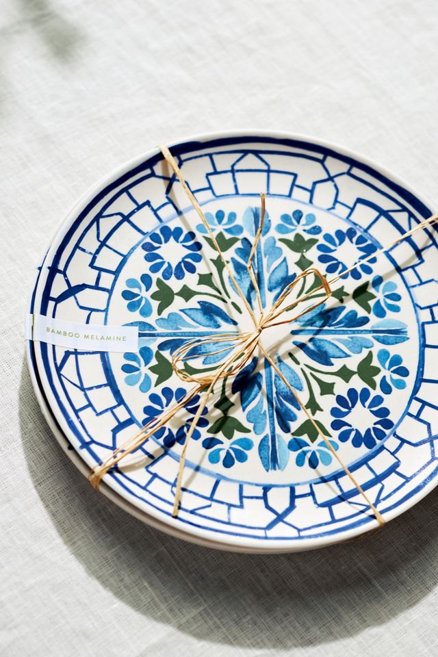 Sea Tile Melamine Dinner Plates, Set of 4 | AnthroHome