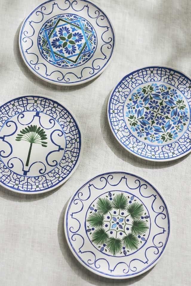 Sea Tile Melamine Side Plates, Mixed Set of 4 #1