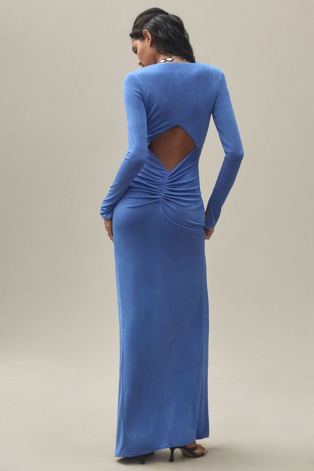 Katie May In A Mood Long-Sleeve V-Neck Slim Stretch Jersey Maxi Dress #2