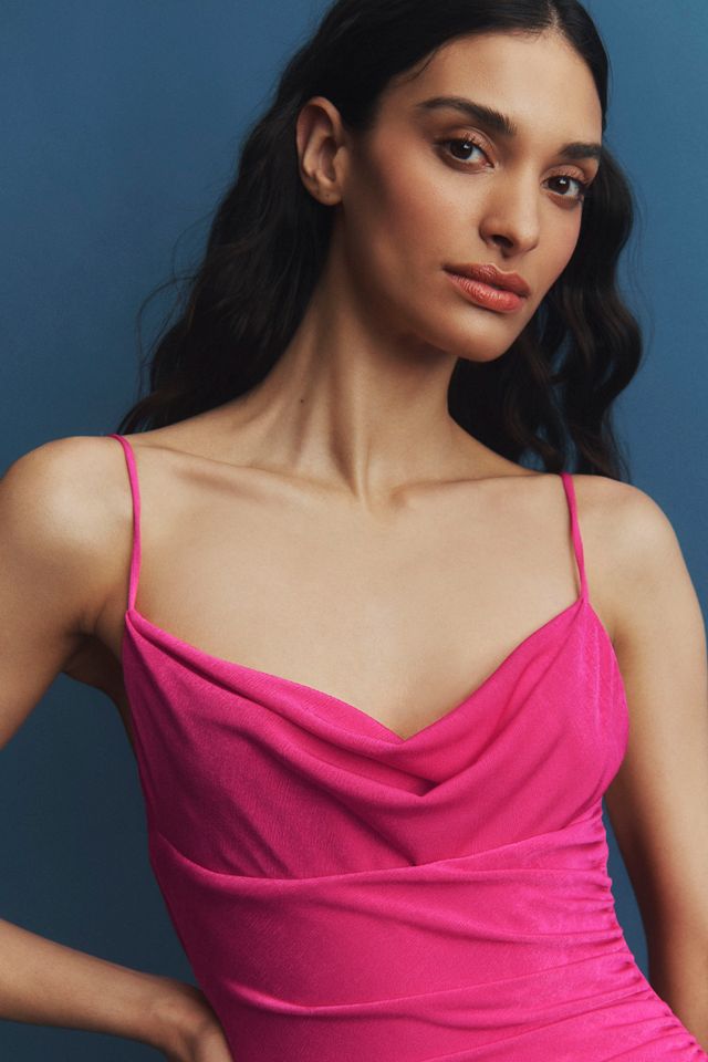 Katie May Surreal Sleeveless Lace Draped Fit & Flare Satin Maxi Dress #1