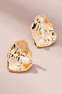 By Anthropologie Inner Pearl Shell Earrings In Gold