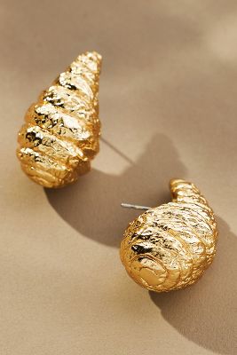 By Anthropologie Textured Ribbed Teardrop Earrings In Gold
