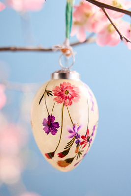 Terrain Floral Glass Egg Ornament