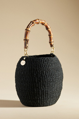 Clare V Pot De Miel Bamboo Top-handle Basket Bag In Black