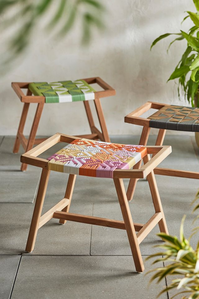 Havana Wicker + Teak Stool #2