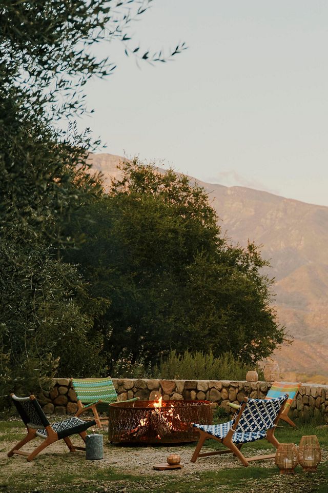 Havana Wicker + Teak Armless Chair, Colorful Plaid #6