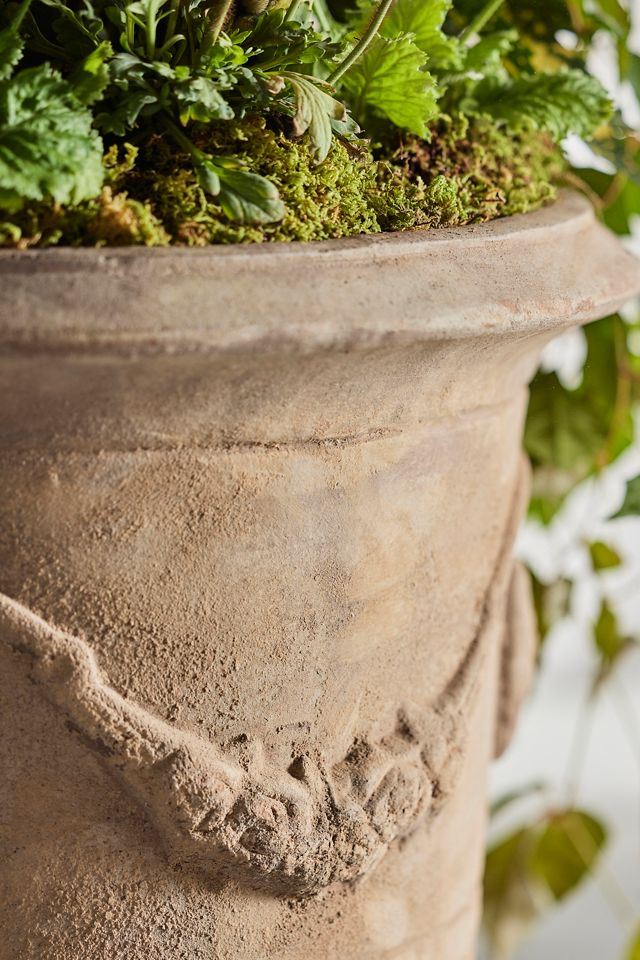 Floral Swag Terracotta Urn #1