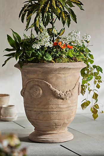 Floral Swag Terracotta Urn