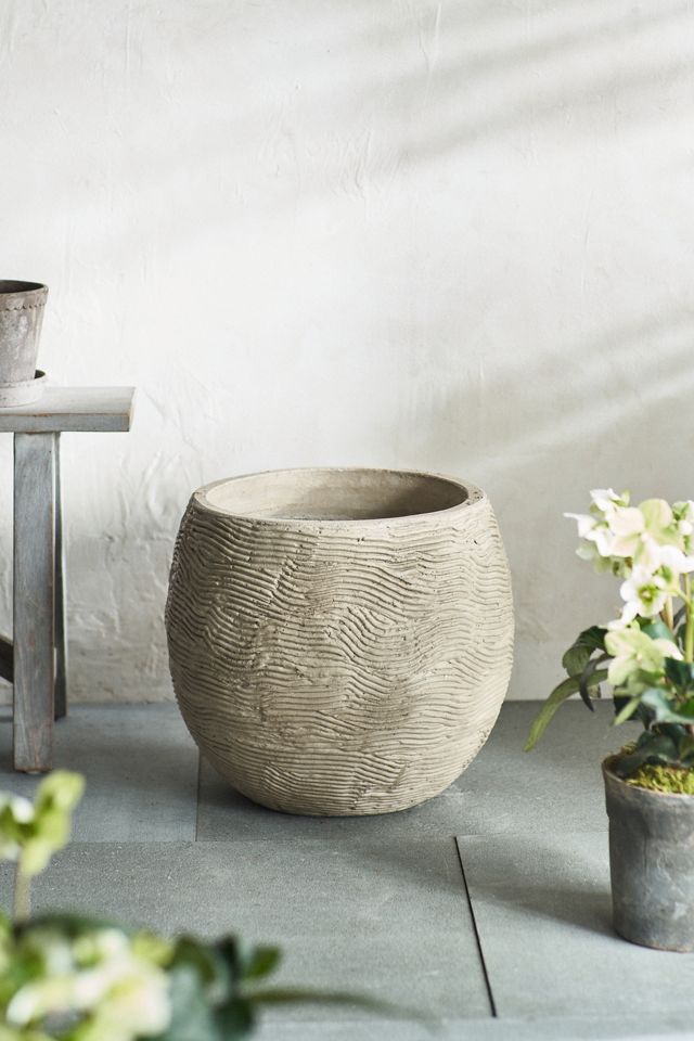 Wavy Concrete Orb Planter #1