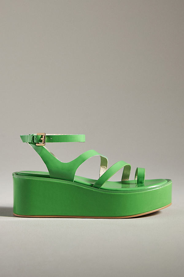 Shop Cecelia New York Bismark Wedge Sandals In Green