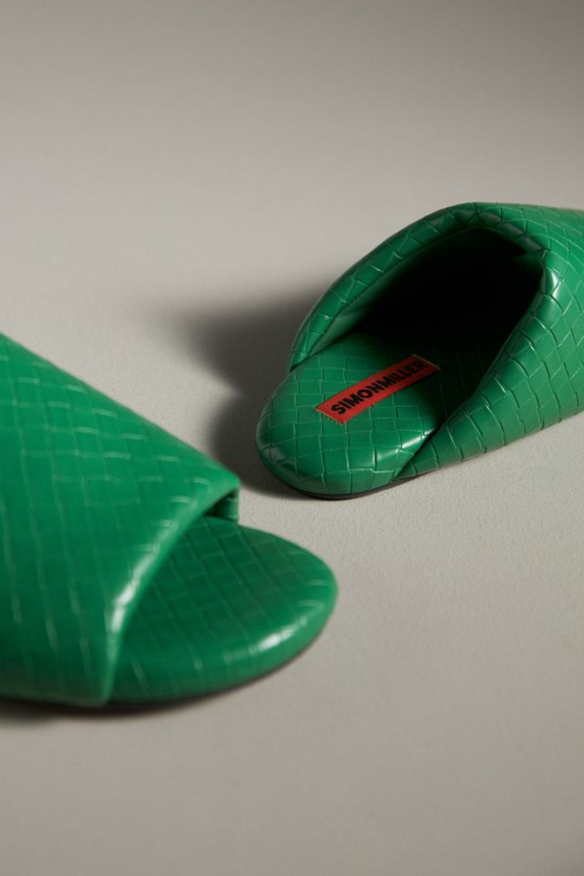SIMONMILLER Woven Faux-Leather Bubble Slide Sandals