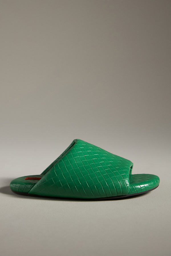 Shop Simon Miller Bubble Faux Leather Woven Slide Sandals In Green