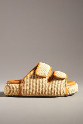 Shop Simon Miller Woven Dual-grip Slide Sandals In Beige